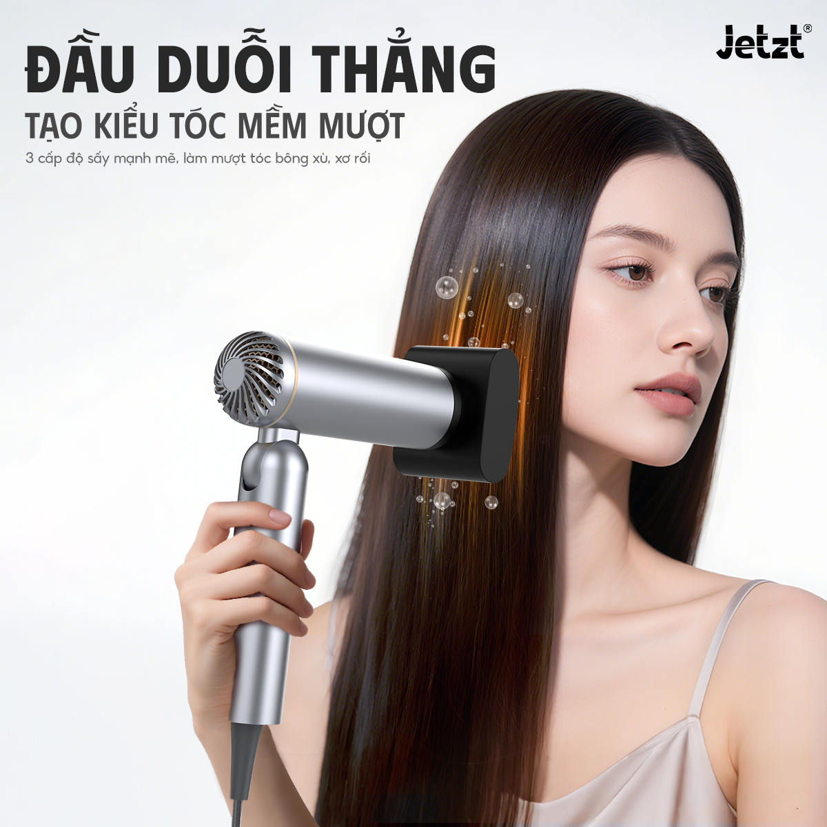 Máy sấy tóc và tạo kiểu gấp gọn Jetzt HC850, đa chức năng, công nghệ ion âm, giảm hư tổn tóc