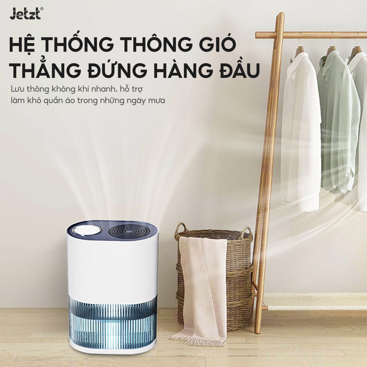 Máy hút ẩm thông minh Jetzt D50 nhỏ gọn, không ồn, tự động ngắt - Tiết kiệm điện năng