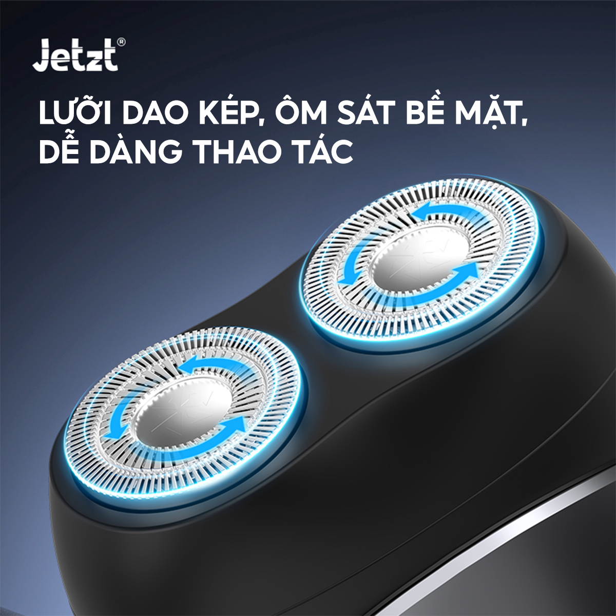 Máy cạo râu mini Jetzt S70 nhỏ gọn, 2 lưỡi dao sắc bén, bỏ túi tiện lợi