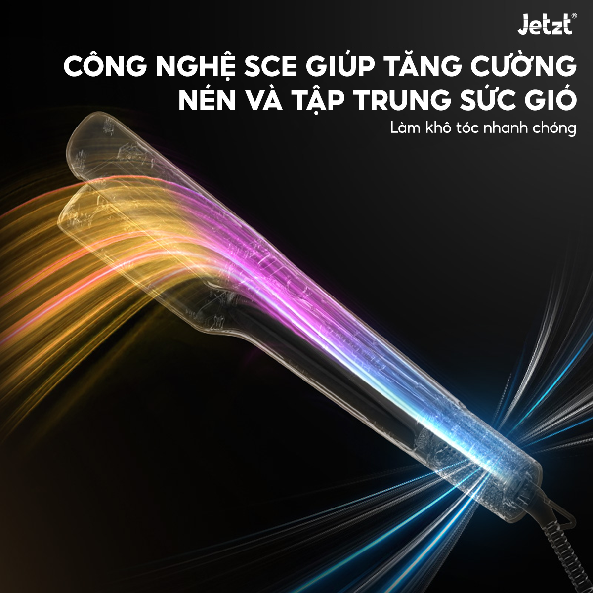 Máy sấy duỗi tóc 2in1 Jetzt AS900, 6 chế độ nhiệt, tạo kiểu sấy khô đa năng