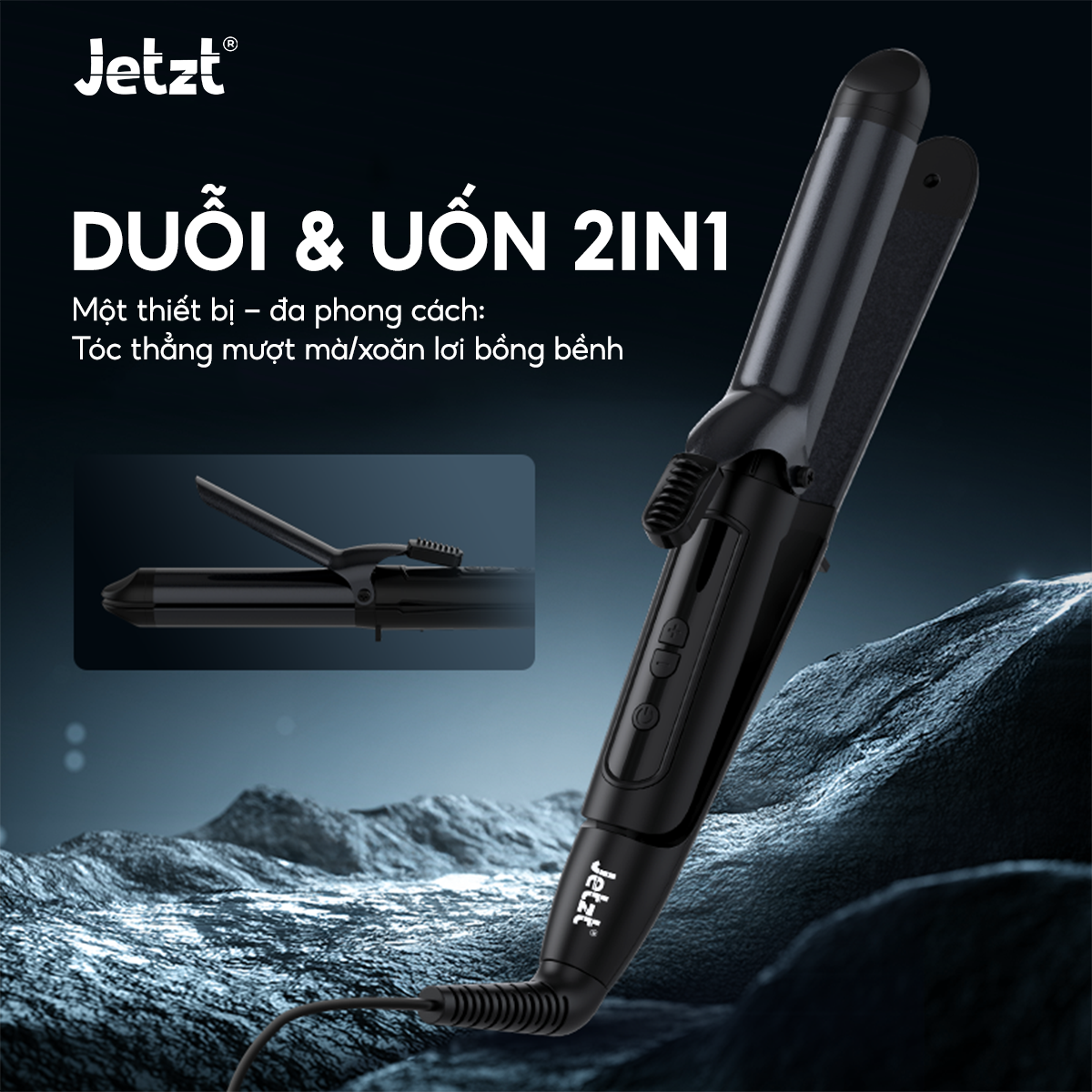 Máy uốn duỗi và tạo kiểu Jetzt HS300, đa chức năng, công nghệ ion âm, giảm hư tổn tóc