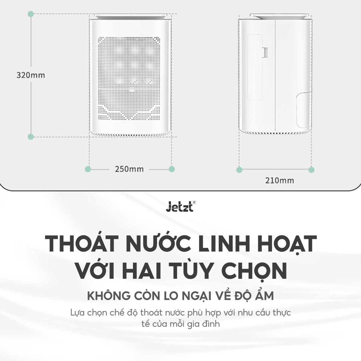 Máy lọc không khí hút ẩm 2in1 đa năng Jetzt D70, hút ẩm nhanh, lọc bụi mịn hiệu quả, phòng 30-50m2