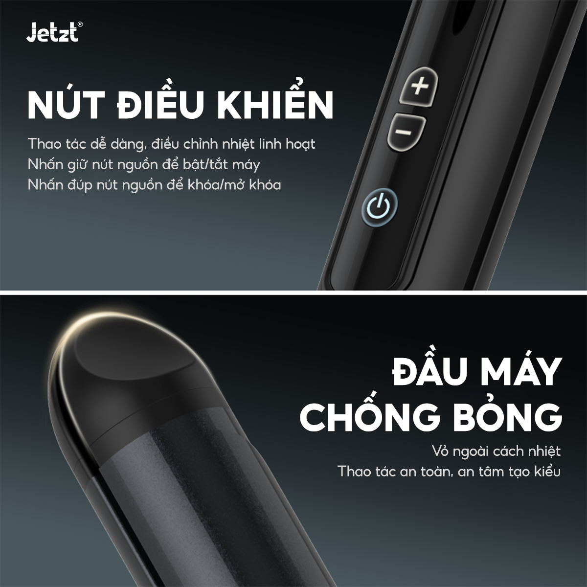 Máy uốn duỗi và tạo kiểu Jetzt HS300, đa chức năng, công nghệ ion âm, giảm hư tổn tóc