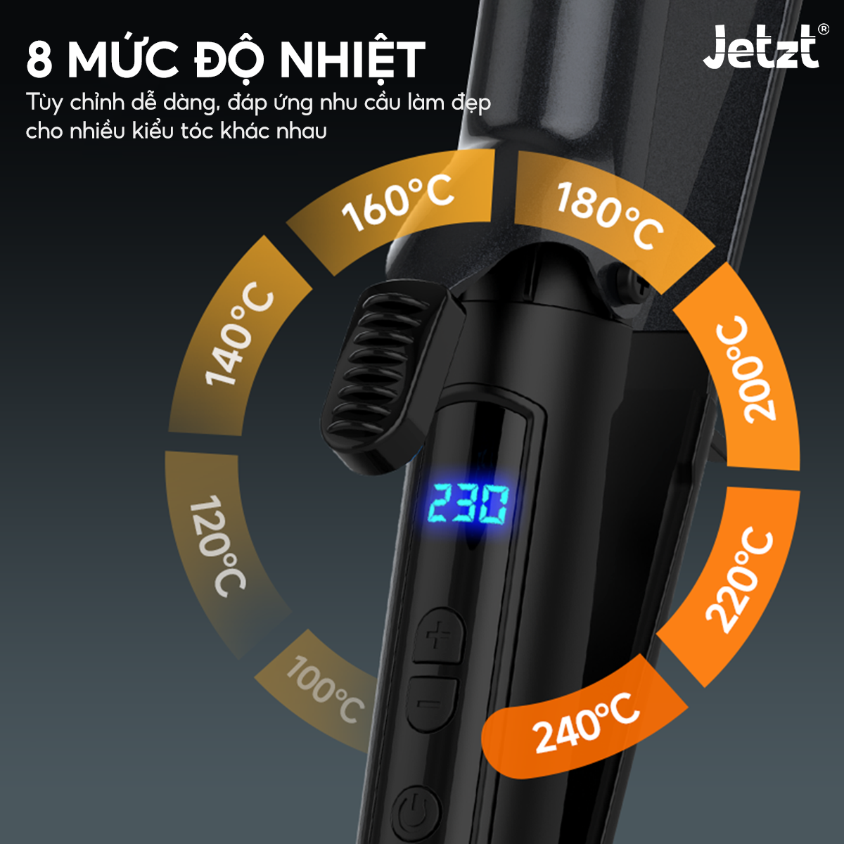 Máy uốn duỗi và tạo kiểu Jetzt HS300, đa chức năng, công nghệ ion âm, giảm hư tổn tóc