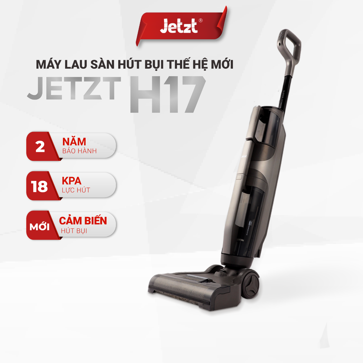Máy hút bụi lau nhà ướt khô không dây thế hệ mới lực hút 18000PA Jetzt series H17