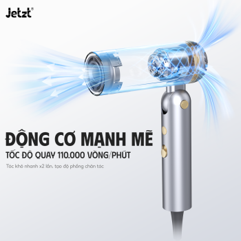 Máy sấy tóc và tạo kiểu gấp gọn Jetzt HC850, đa chức năng, công nghệ ion âm, giảm hư tổn tóc