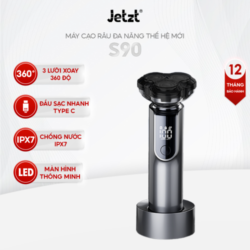 Máy cạo râu Jetzt S90 đa năng 3 lưỡi kép, đầu cạo linh hoạt, chống nước IPX7
