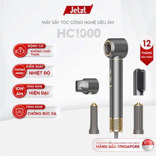Máy sấy tóc ion âm Jetzt Care HC1000 - Công nghệ chống bức xạ hiện đại, an toàn tuyệt đối cho trẻ em và phụ nữ có thai