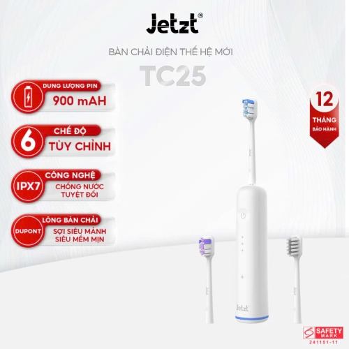 Bàn chải điện đa năng công nghệ mới Jetzt TC25 theo tiêu chuẩn BASS làm sạch răng gấp 10 lần, được nha sĩ khuyên dùng